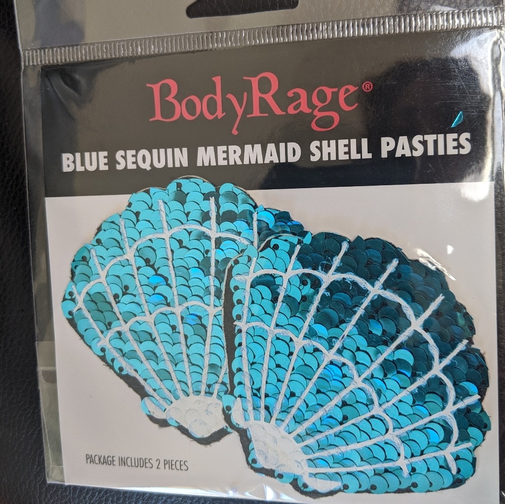 Blue sequin mermaid shell pasties